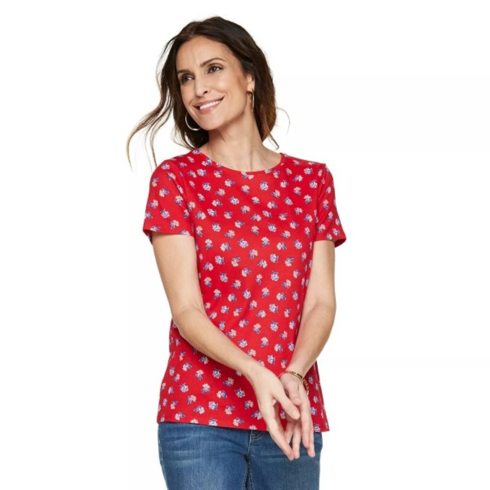 Women Croft & Barrow Essential Crewneck  Red Tee - XL